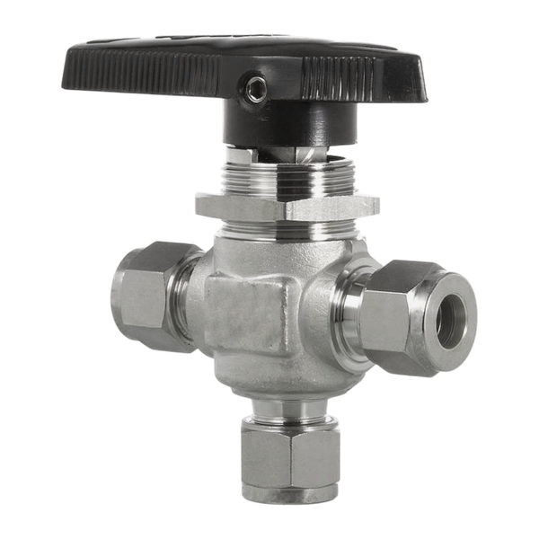 product - Кран шаровый обжимной трехходовой серия 112, ( об.вр.8мм x об.вр.8мм ), PTFE, 172PN