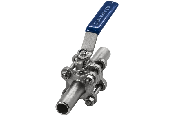 product - Кран шаровый приварной трехсоставной нержавеющий (3PC), AISI316 DN10 (3/8"), (CF8M), PN64
