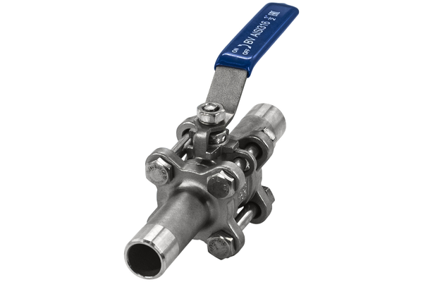 product - Кран шаровый приварной трехсоставной нержавеющий (3PC), AISI316 DN15 (1/2"), (CF8M), PN64