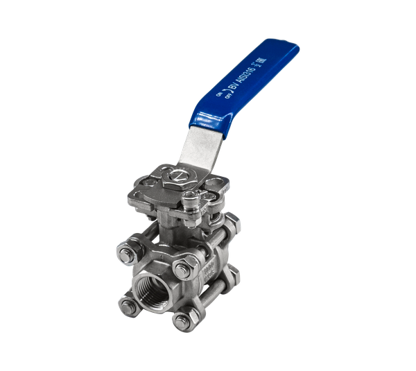 product - Кран шаровый муфтовый под привод нержавеющий (3PC), AISI316 DN15 (1/2"), (CF8M), PN64