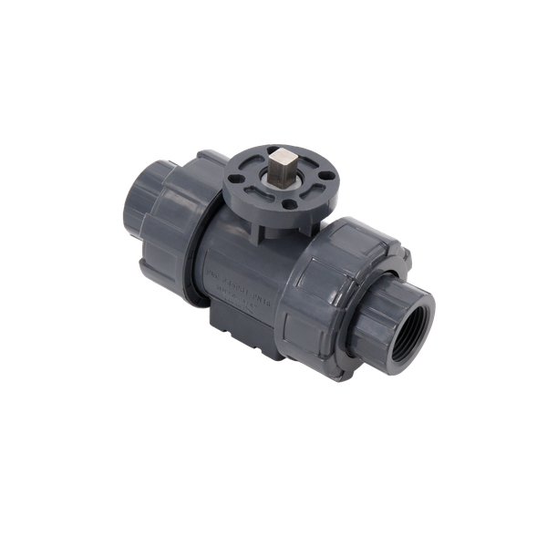 product - Кран шаровый муфтовый под привод пластиковый (3PC), UPVC, DN50 (d63), PN10