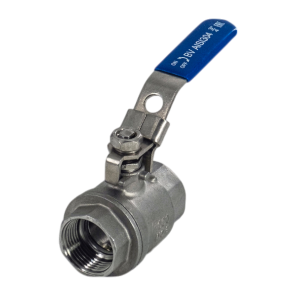 product - Кран шаровый муфтовый двусоставной с фиксатором нержавеющий (2PC), AISI304 DN20 (3/4"), (CF8), PN64