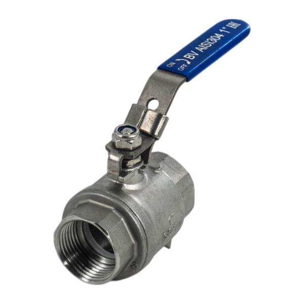 product - Кран шаровый муфтовый двусоставной с фиксатором нержавеющий (2PC), AISI304 DN25 (1"), (CF8), PN64
