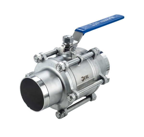product - Кран шаровый приварной трехсоставной нержавеющий (3PC), AISI304 DN 100 (4"), (CF8), PN16